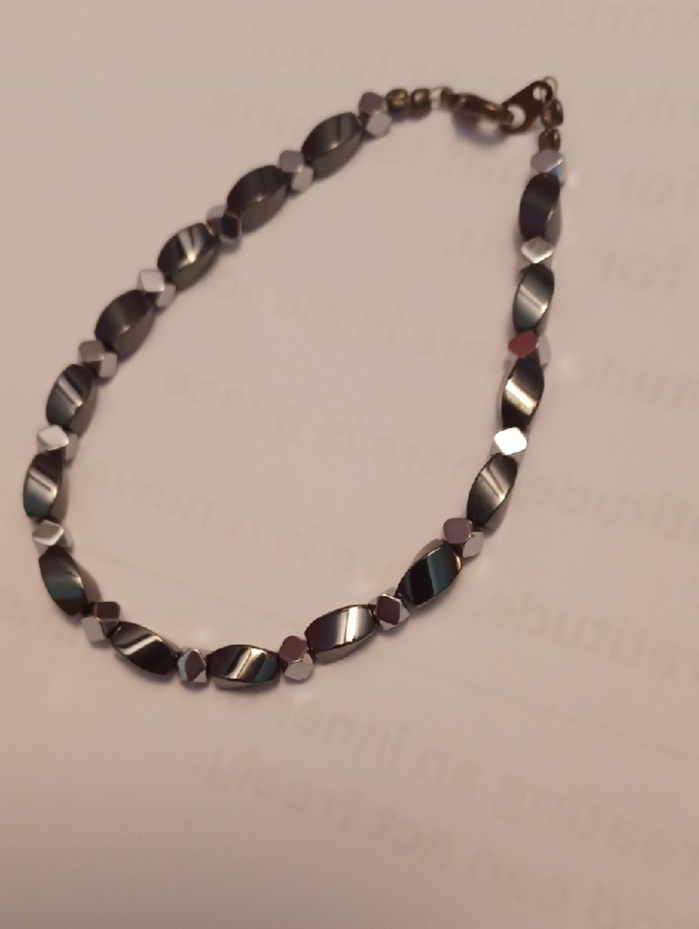 Women's Hematite-Tone Beaded Bracelet - Elegant Gray Finish
